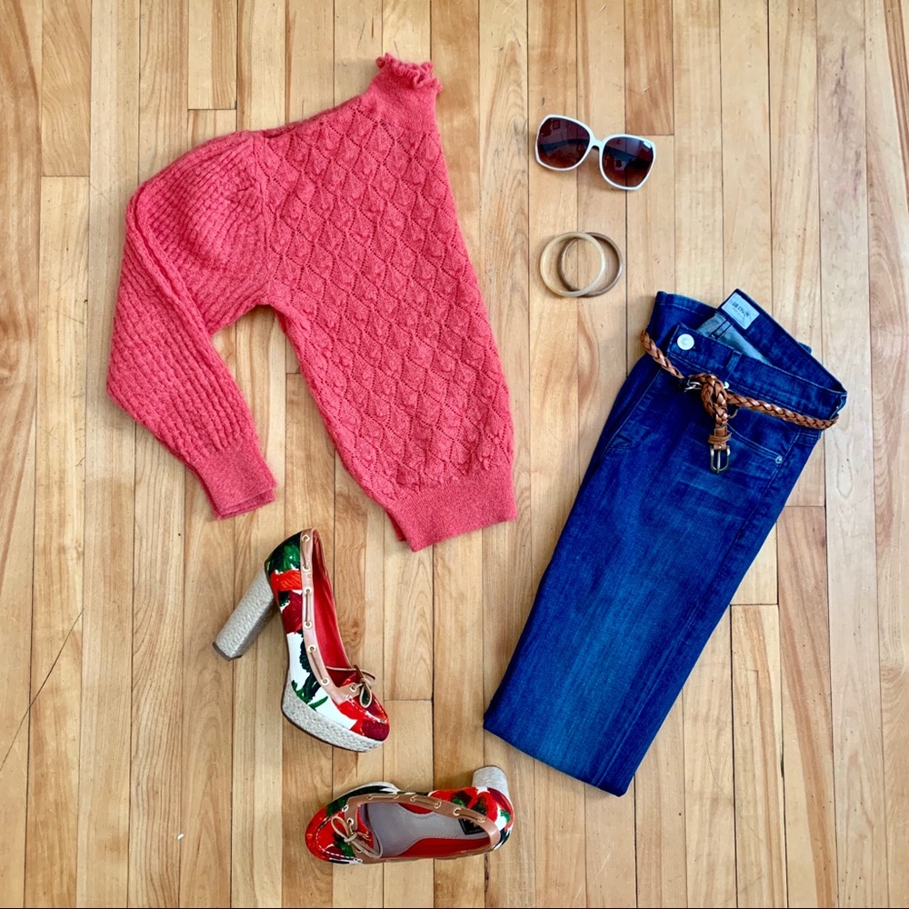 Anthropologie Knitted & Knotted puffed pullover sweater